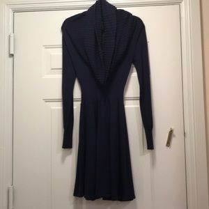 Navy Cowl Neck Sweater Dress